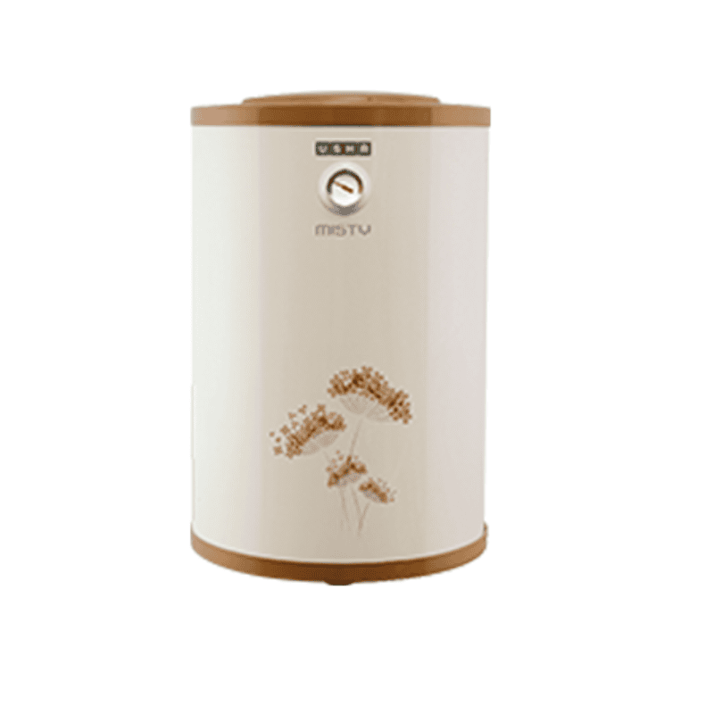 Front view of the Usha Misty 35L storage geyser in ivory gold. Front view of the Usha Misty 35L storage geyser in ivory gold.