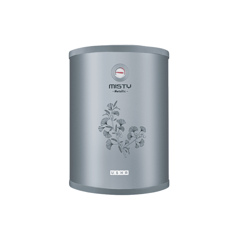 Usha 50 liter Misty water heater in a stylish twinkling grey finish. Usha 50 liter Misty water heater in a stylish twinkling grey finish.