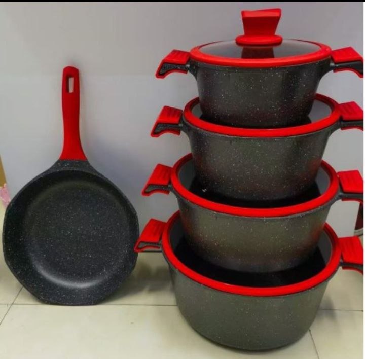 SET OF 5 GRANITE POTS - 02
