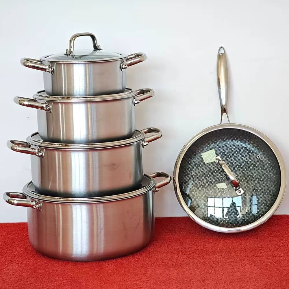SET OF 9 STAINLESS STEEL POT