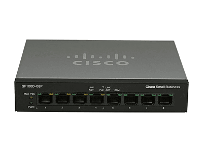 Cisco SF100D-08P-EU 8 x RJ45 10/100 Switch 230 V Cisco SF100D-08P-EU 8 x RJ45 10/100 Switch 230 V