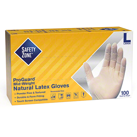 Safety Zone ProGuard™ Natural Latex Powder Free Textured Glove - Large, 10BX/CS