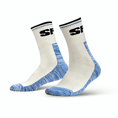 SF - Cricket Socks - Full - White/Sky Blue