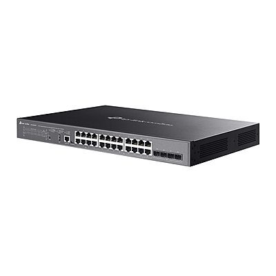 Omada 24-Port Gigabit Stackable Lite L3 Managed PoE++ Switch with 4× 10G Slots Omada 24-Port Gigabit Stackable Lite L3 Managed PoE++ Switch with 4× 10G Slots