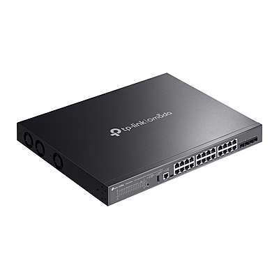 Omada 24-Port Gigabit Stackable Lite L3 Managed PoE++ Switch with 4× 10G Slots Omada 24-Port Gigabit Stackable Lite L3 Managed PoE++ Switch with 4× 10G Slots