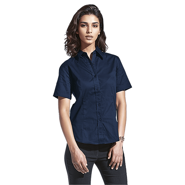 Brushed Cotton Twill Blouse Short Sleeve Ladies