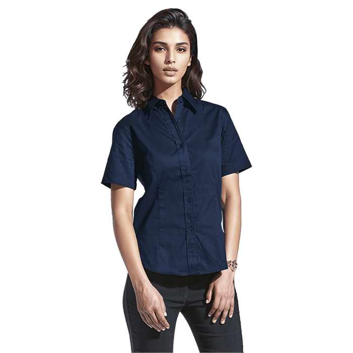 Brushed Cotton Twill Blouse Short Sleeve Ladies