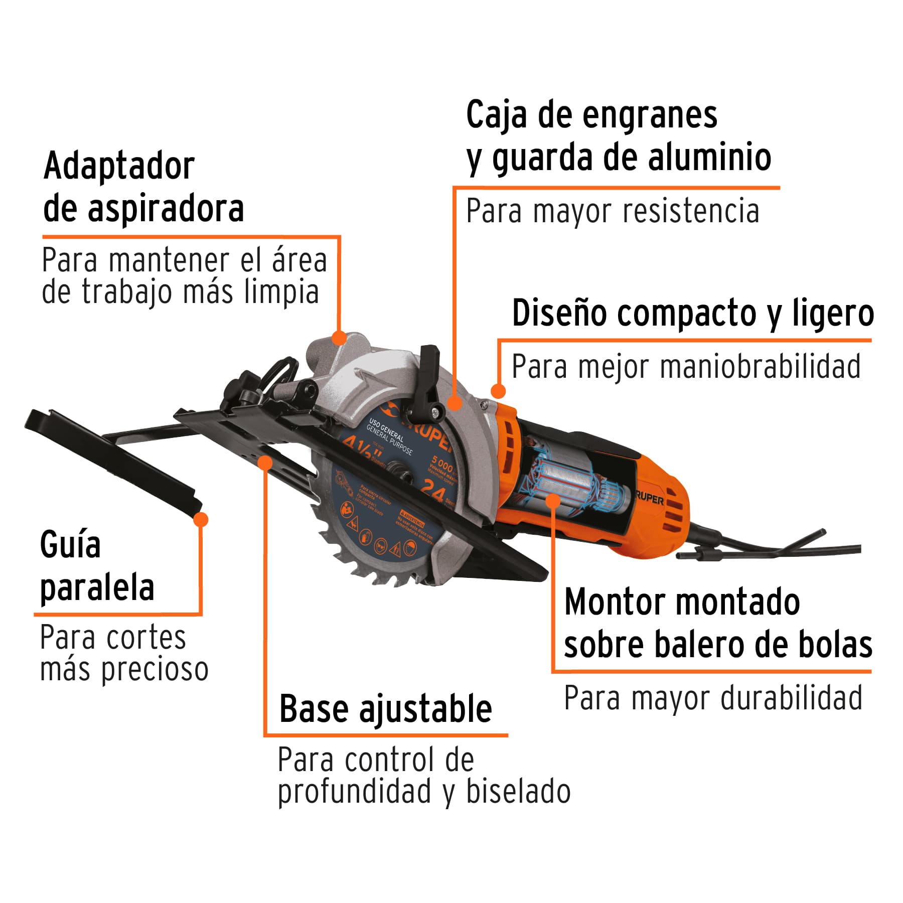 Sierra circular compacta 4-1/2' 420 W, profesional, Truper - SICI-4-1/2A / 100123