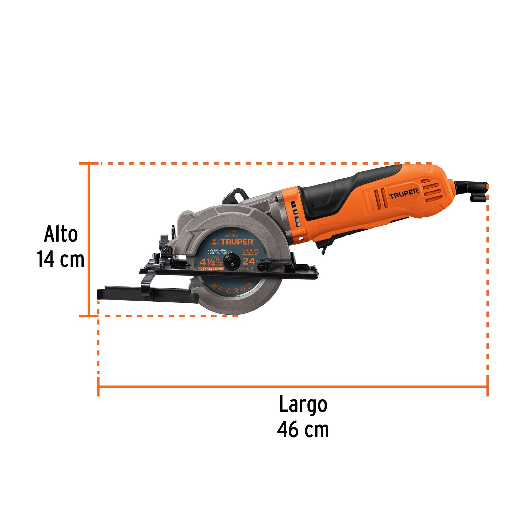 Sierra circular compacta 4-1/2' 420 W, profesional, Truper - SICI-4-1/2A / 100123