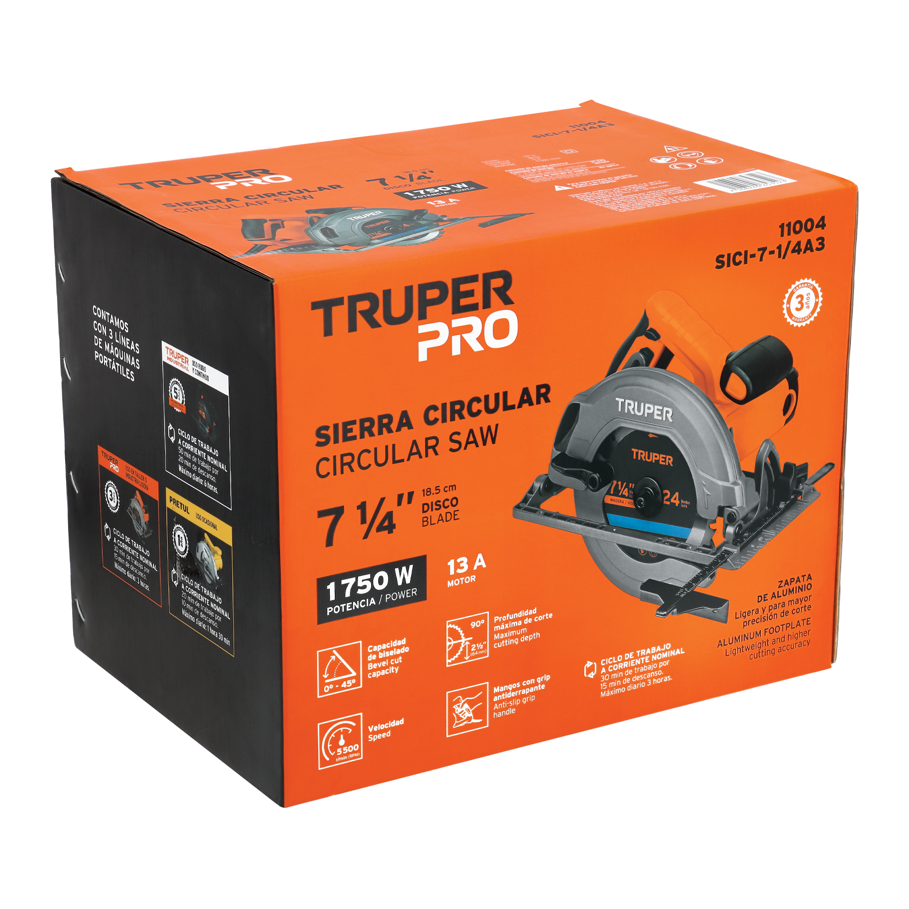 Sierra circular 7-1/4' 1500 W, profesional, Truper - SICI-7-1/4A3 / 11004