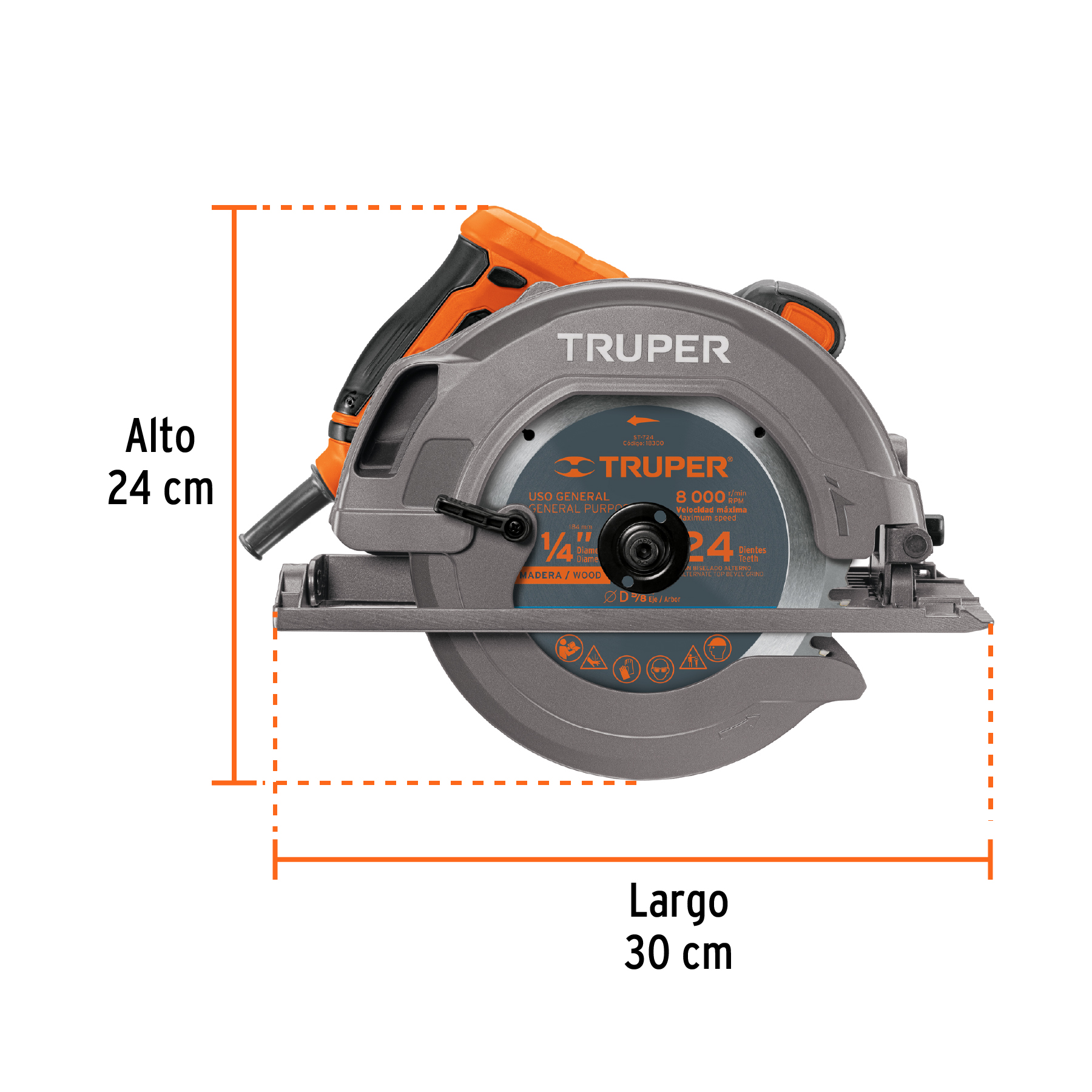 Sierra circular 7-1/4' 1500 W, profesional, Truper - SICI-7-1/4A3 / 11004