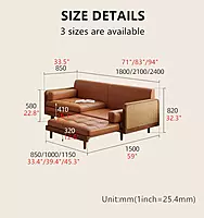 Elegant Wooden Sofa Cum Bed with Cane Design & Leather Upholstery