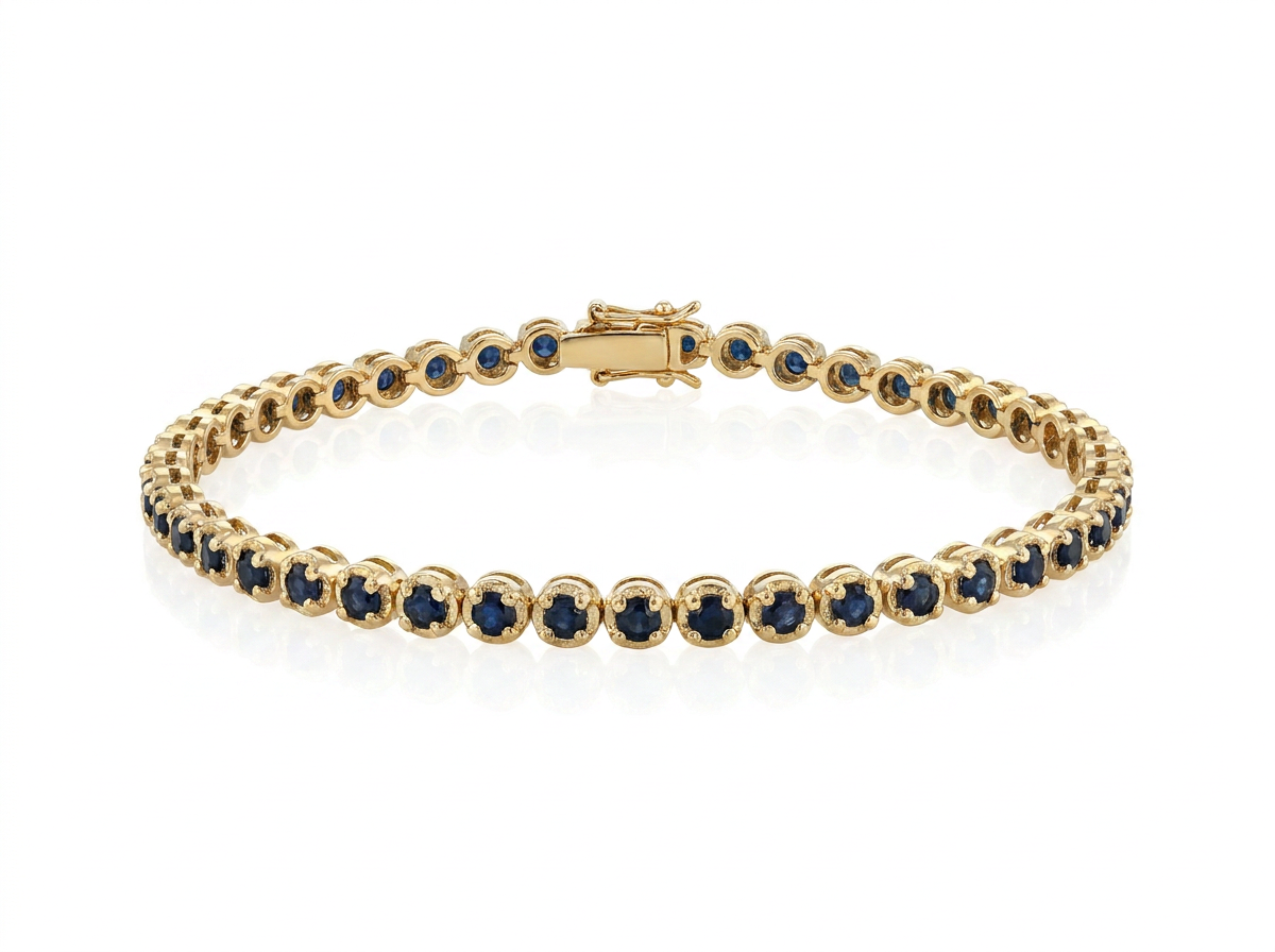 14K 1.30CT BLUE SAPPIHRE TENNIS BRACELET WG
