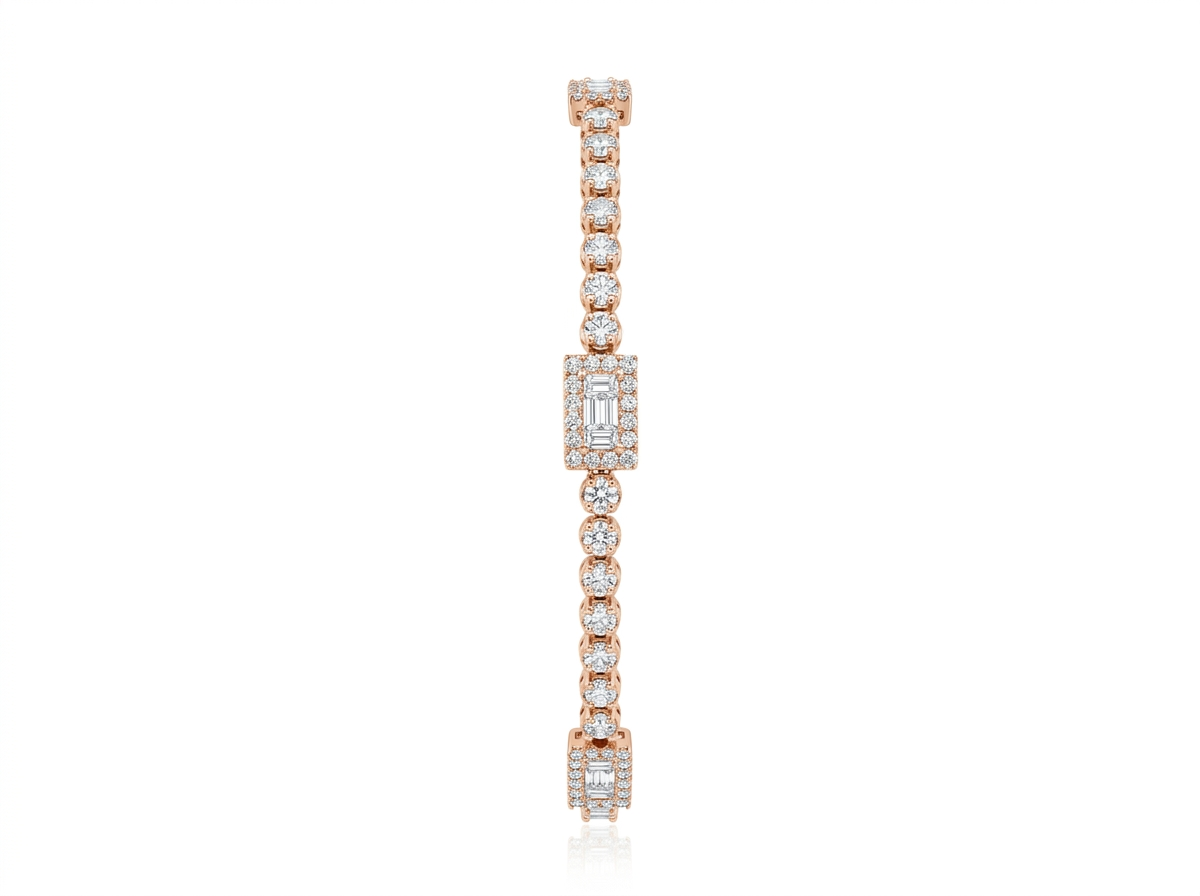 10K 1.80CT DIAMOND BRACELET YG (TENNIS CN RECTANGULOS DE BAGUETTES)