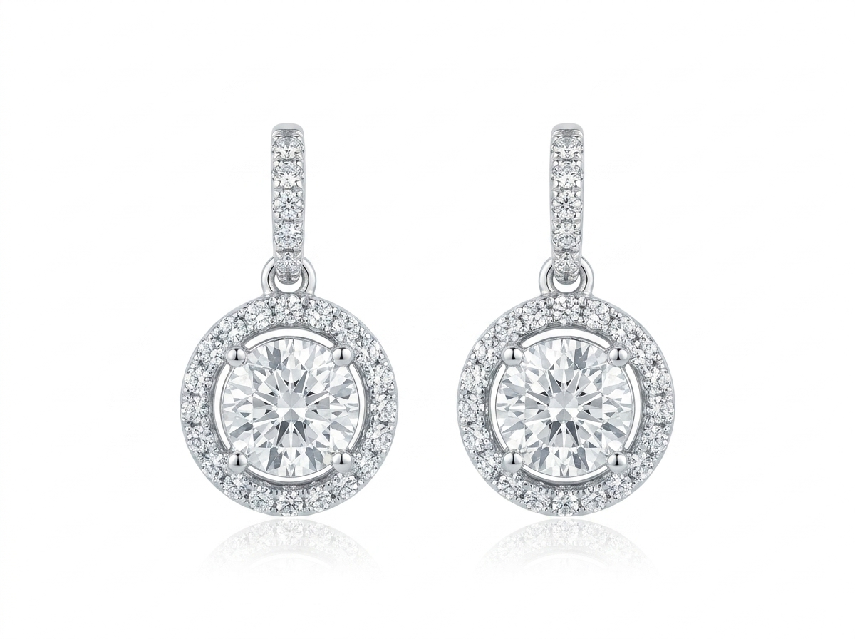 14K 0.50CT Diamond fashion earring yg (Redondo colgante)