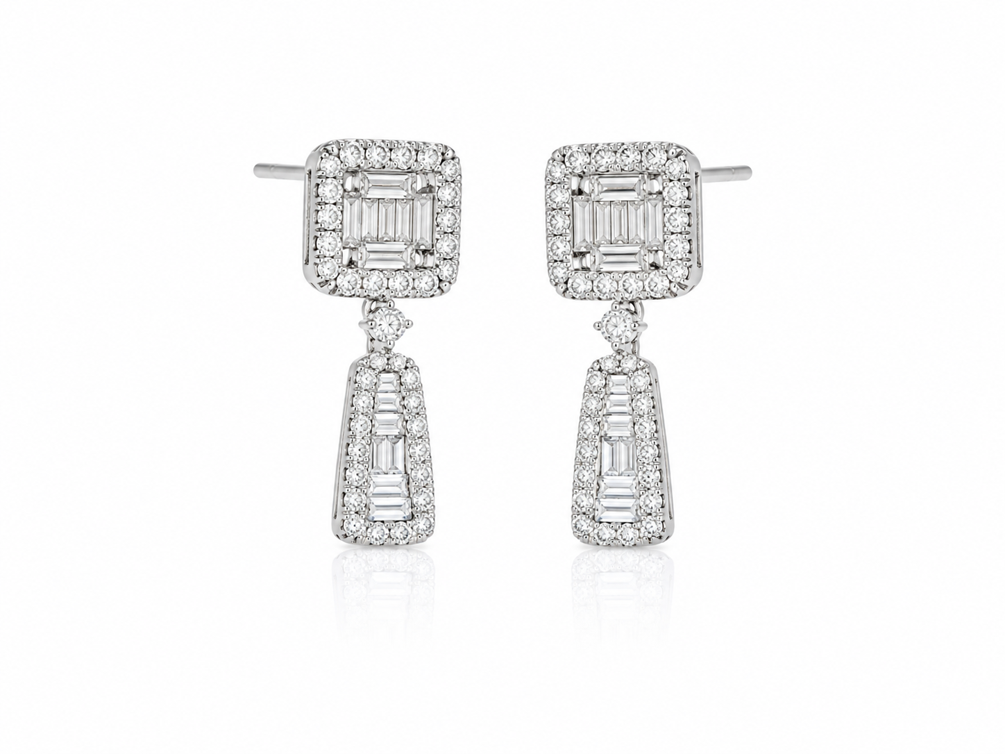 14K 0.60CT Diamond fashion earring wg (cuadrado colgante)