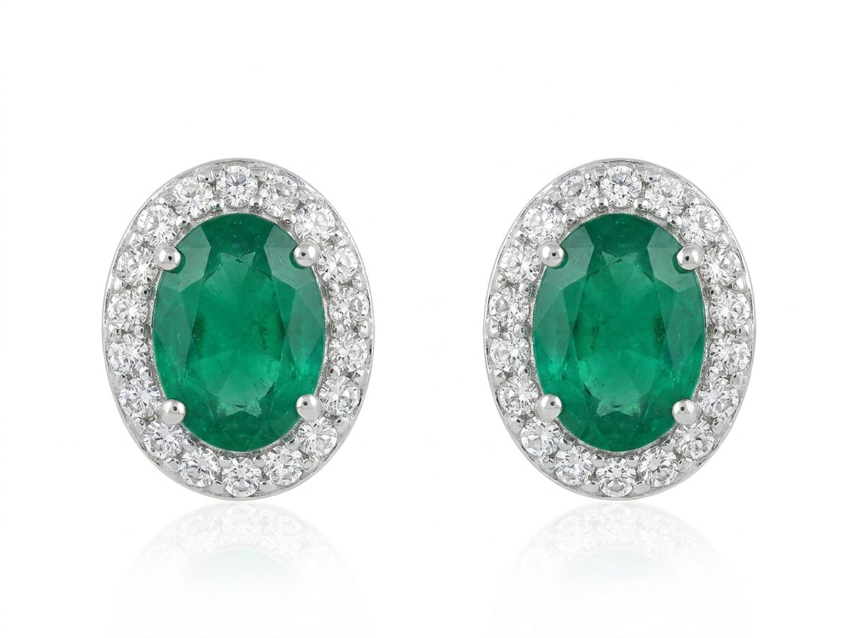 14K 0.20CT DI & 0.80CT EMERALD YG (OVALADOS ESMERALDA CN DI ALREDEDOR)