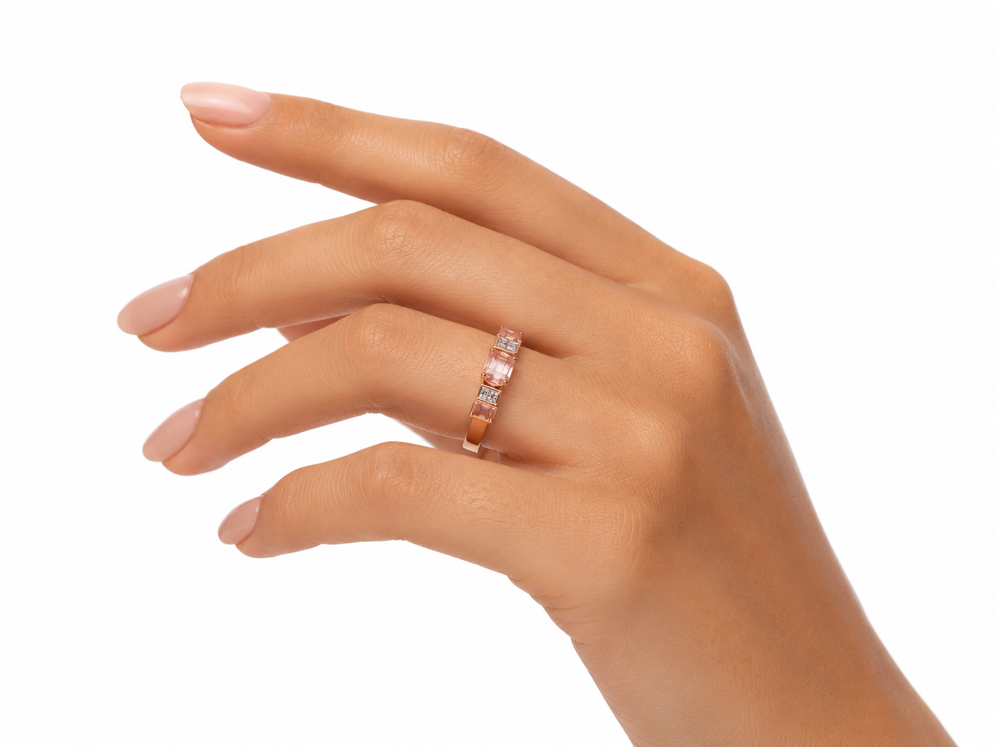 14K 0.10CT DIAMOND & 1.5CT TANZANITE RING RG (3 TZ OVALADAS Y DI EN MEDIO DE C/U)