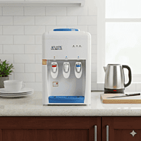 Close-up of the three-tap dispensing system on an Atlantis Sky model for instant hot and cold water.