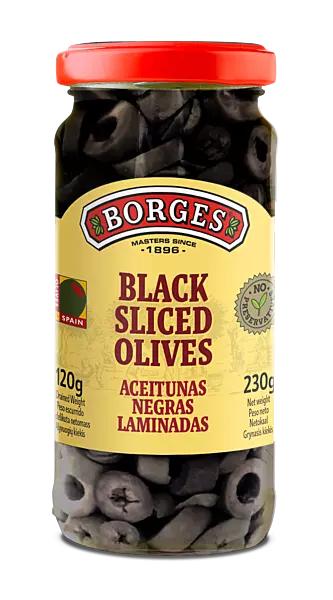 Borges black slided olives