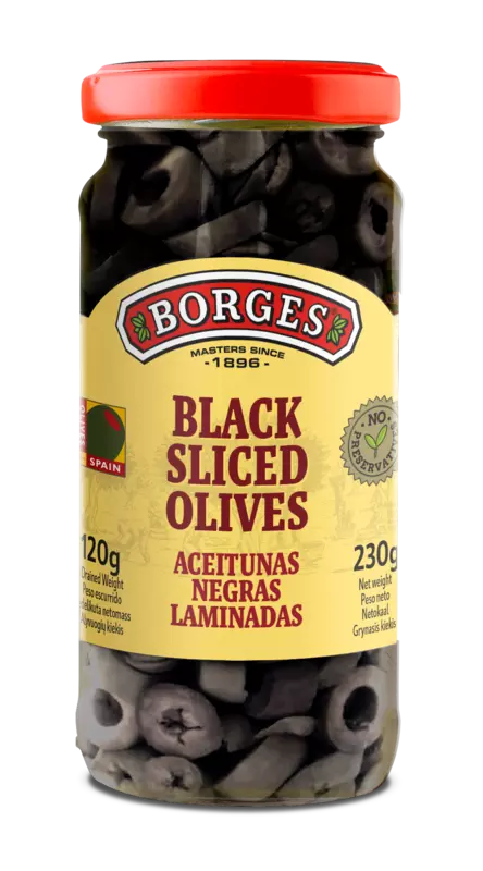 Borges black slided olives