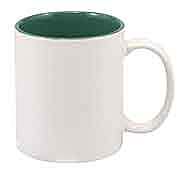 Personalized 11 oz. White/Green Sublimatable Ceramic Mug