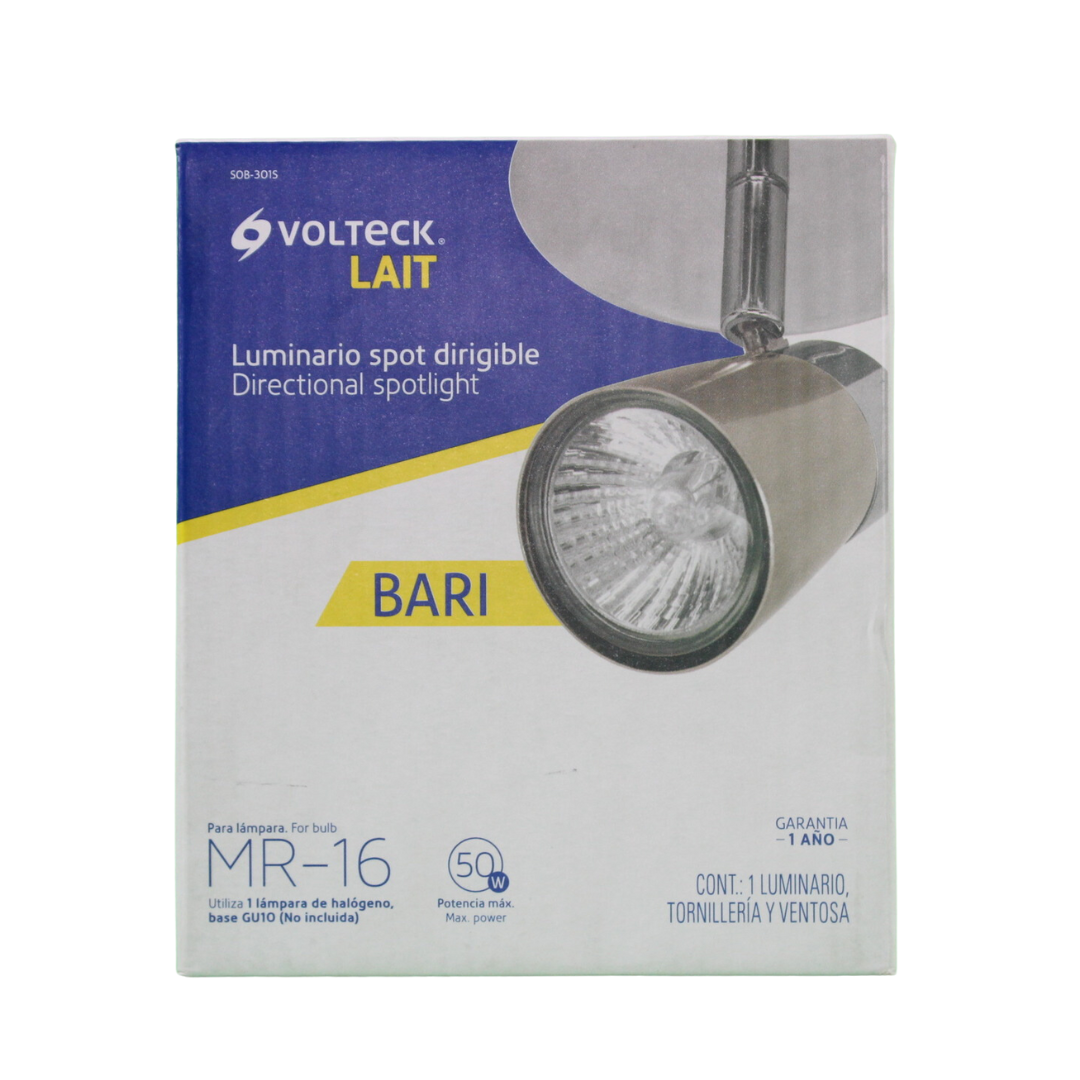 Luminario de sobreponer con 1 spot base GU10, Volteck - SOB-301S / 48432
