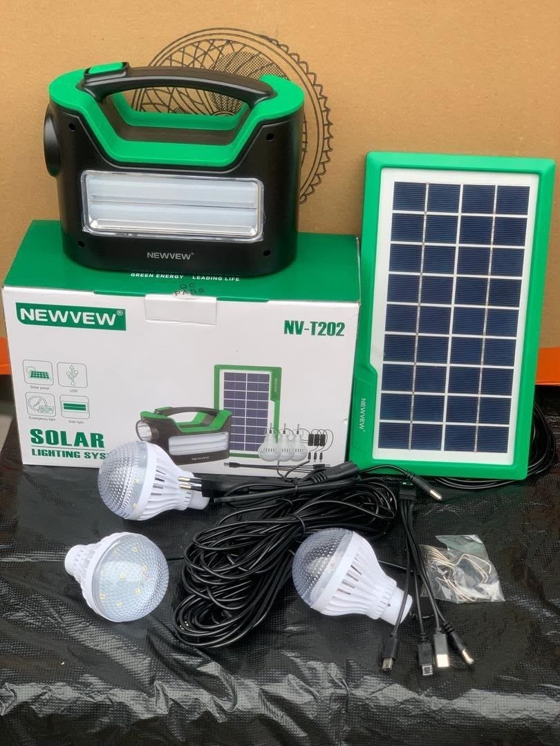 SOLAR KIT - LAMP, TORCH, 3 BULBS, SOLAR PANEL- SOLAR & ELECTRIC CHARGING