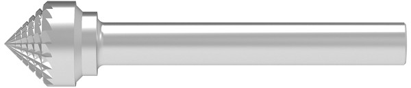 SOLID CARBIDE BURR, CROSS-PITCHED CONE
