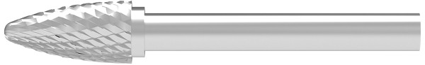 SOLID CARBIDE BURR, CROSS-PITCHED CONE WITH RADIUS