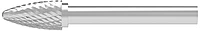 SOLID CARBIDE BURR, CROSS-PITCHED CONE WITH RADIUS