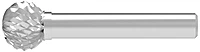 SOLID CARBIDE BURR, CROSS-PITCHED SPHERE SHAPE