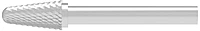 SOLID CARBIDE BURR, CROSS-PITCHED TAPERED WITH RADIUS