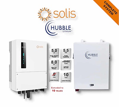 5.0 kW SOLIS S6 Hybrid - HUBBLE Combo, c/w 5.5 kWh Lithium Battery