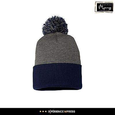 Tuque à pompon 2 couleurs