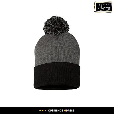 Tuque à pompon 2 couleurs