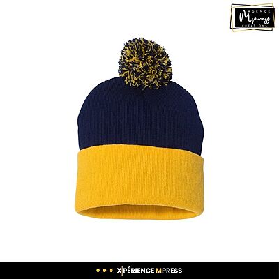 Tuque à pompon 2 couleurs