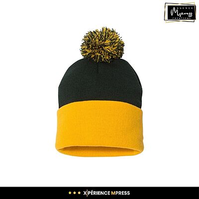 Tuque à pompon 2 couleurs