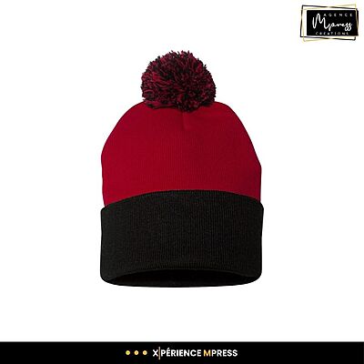 Tuque à pompon 2 couleurs