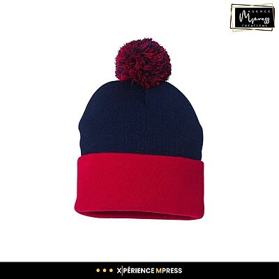 Tuque à pompon 2 couleurs