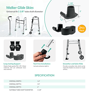 Glide skies walker tip 9029BK