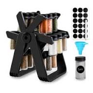 ROTATING SPICE RACK 18JARS REVOLVING SPICE RACK WITH FUNNE,L LABEL AND WRITING PEN