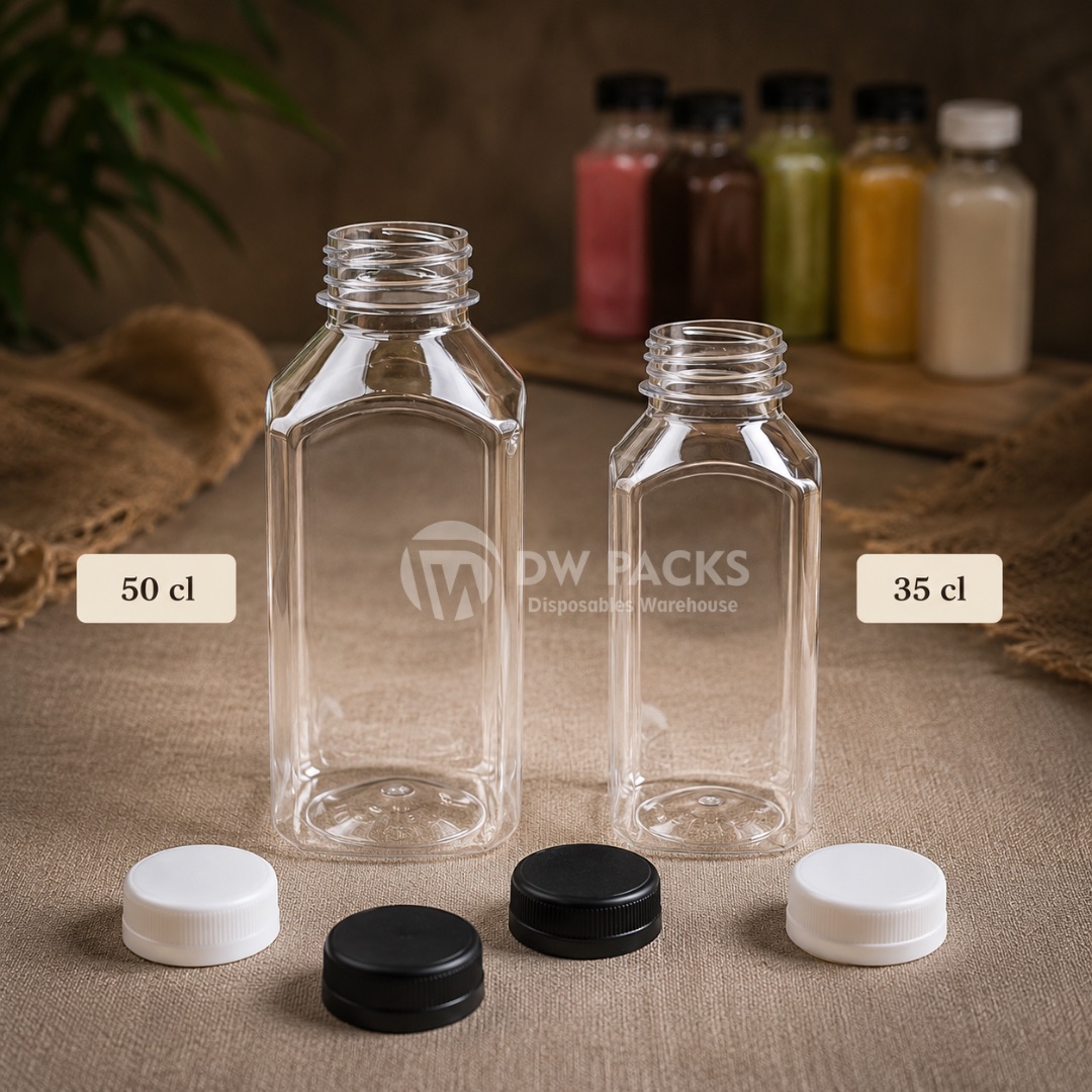 WIDE NECK SQUARE BOTTLES WITH CAPS