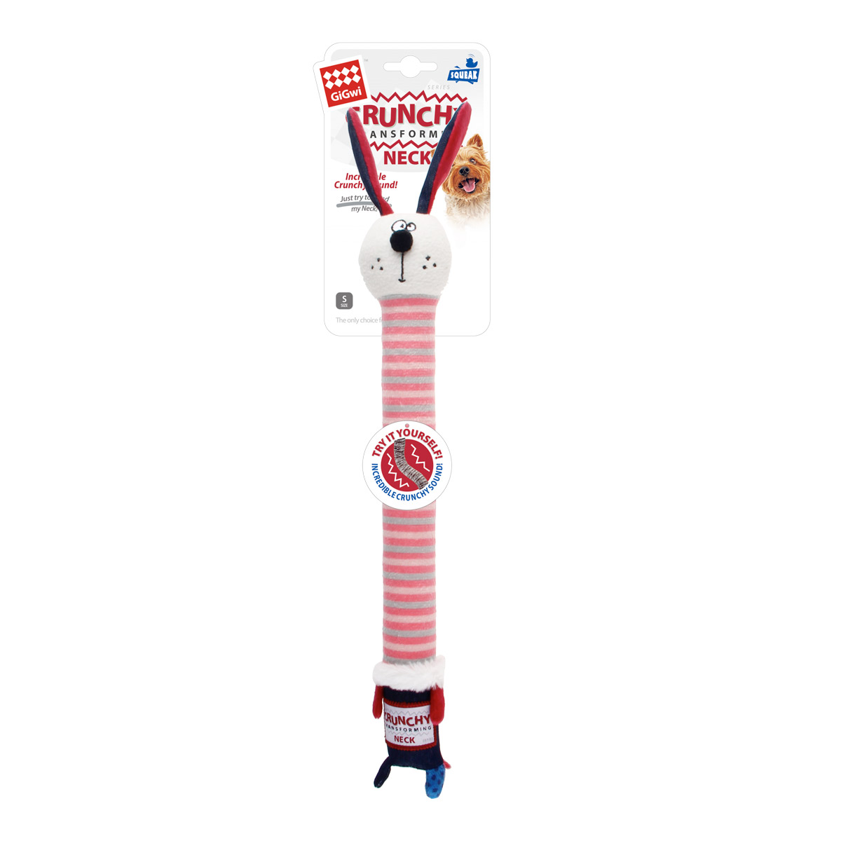 GiGwi Crunchy Neck ‘Plush Friendz’ Rabbit with Bone & Squeaker – Small GiGwi Crunchy Neck ‘Plush Friendz’ Rabbit with Bone & Squeaker – Small