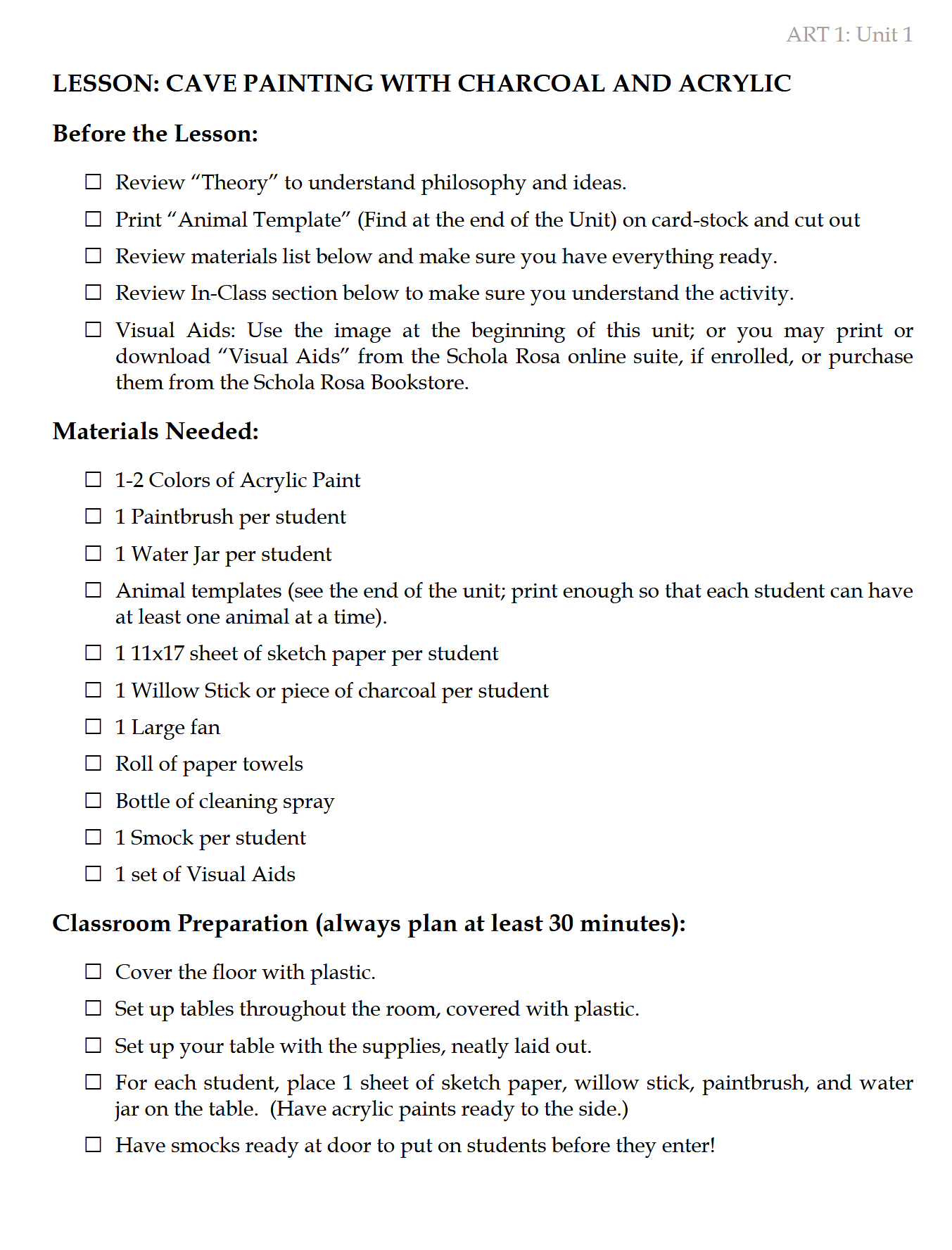 ART 1: Ancient & Classical Times (K-6th) ~ Textbook