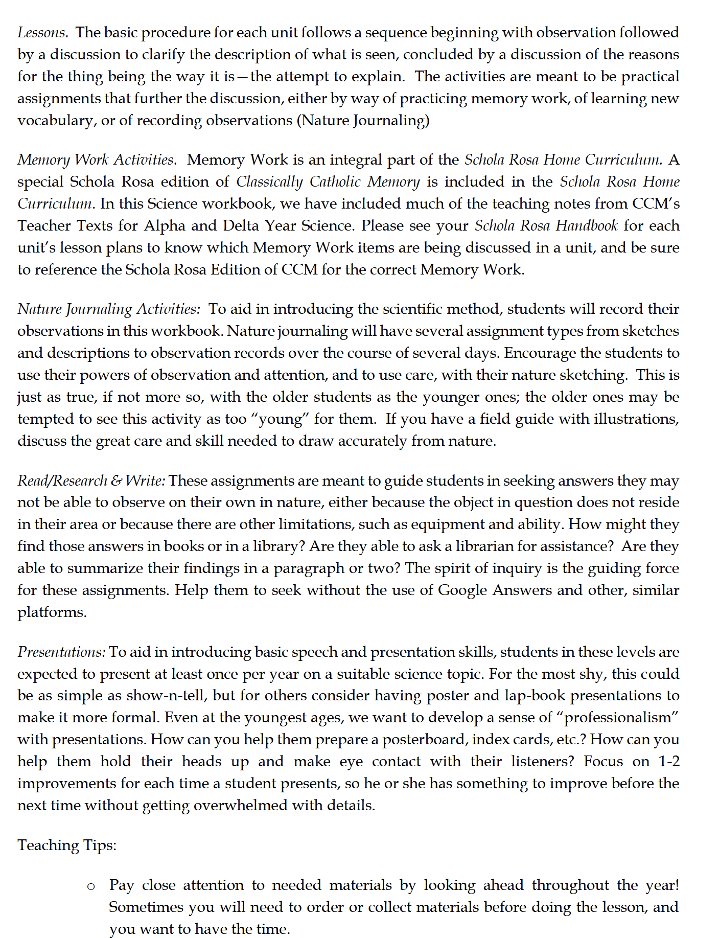 Science 4-6: Plant and Animal Life: Schola Rosa Cycle 1 Science 4-6: Plant and Animal Life: Schola Rosa Cycle 1