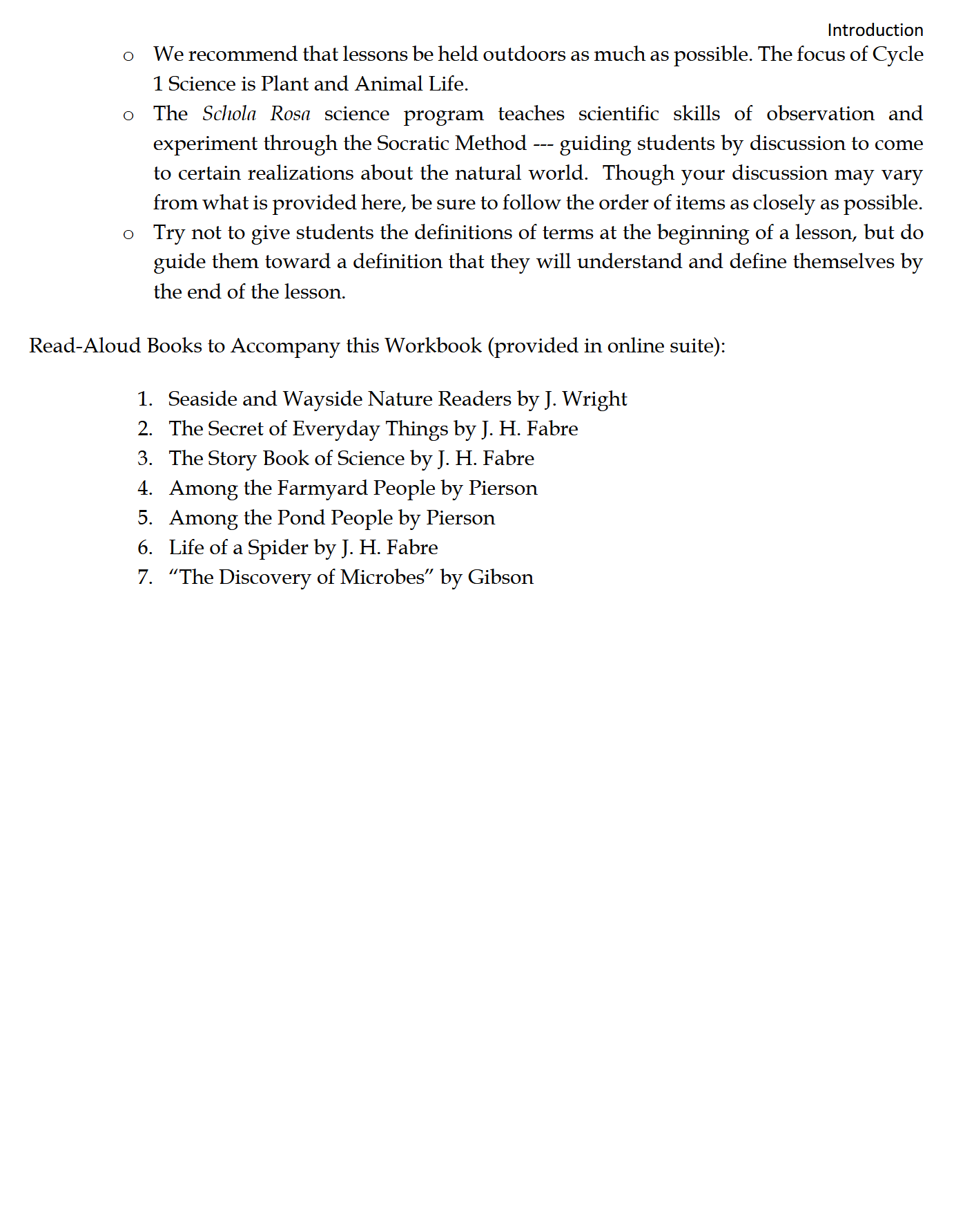 Science 4-6: Plant and Animal Life: Schola Rosa Cycle 1 Science 4-6: Plant and Animal Life: Schola Rosa Cycle 1