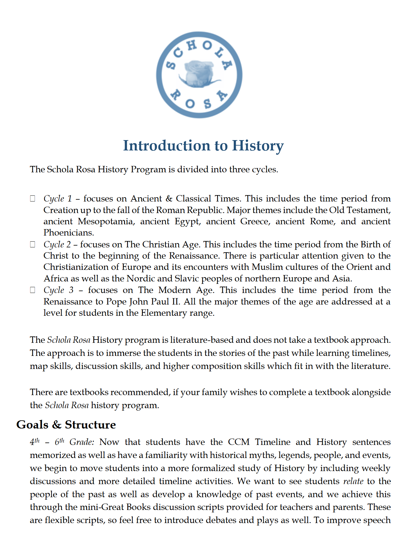 History 4-6: Modern Times: Schola Rosa Cycle 3 History 4-6: Modern Times: Schola Rosa Cycle 3