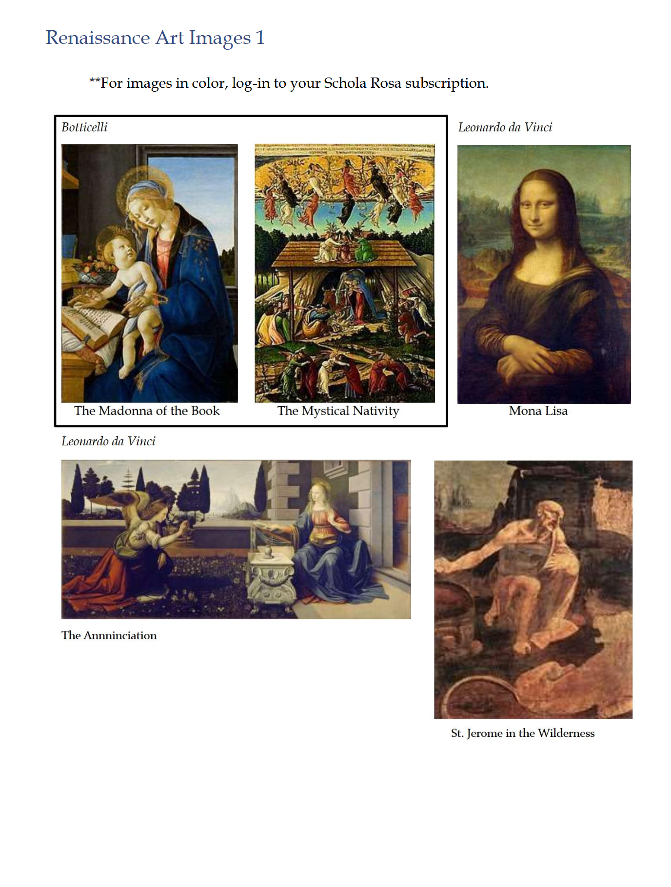 History K-1: Modern Times: Schola Rosa Cycle 3 History K-1: Modern Times: Schola Rosa Cycle 3