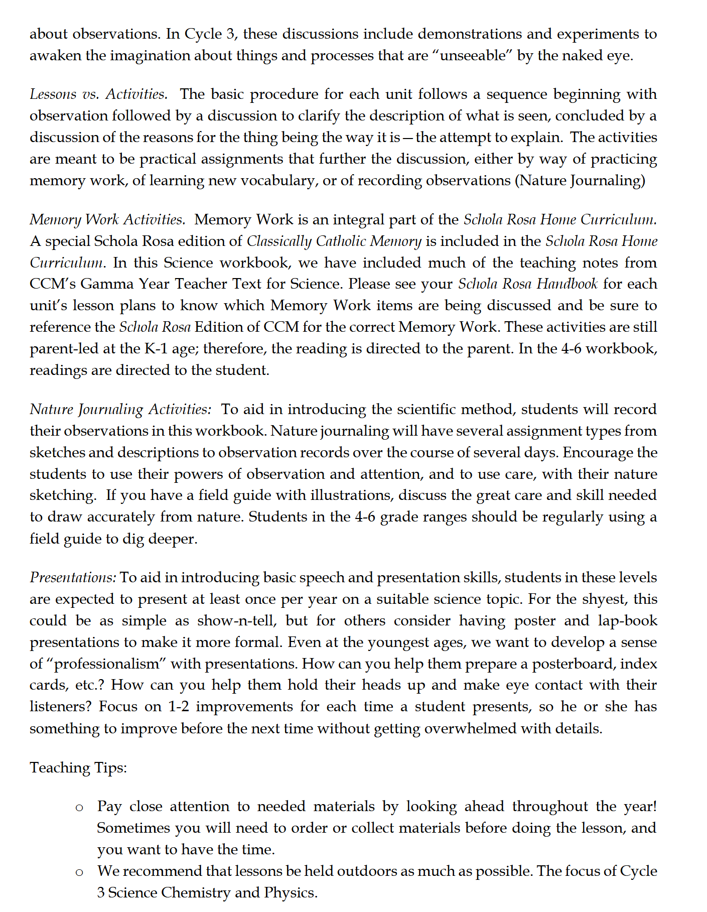 Science 2-3: Chemistry and Physics: Schola Rosa Cycle 3 Science 2-3: Chemistry and Physics: Schola Rosa Cycle 3